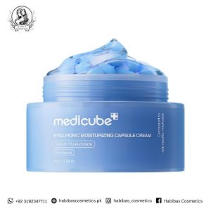 Medicube Hyaluronic Moisturizing Capsule Cream 55g jar showing unique capsule gel texture